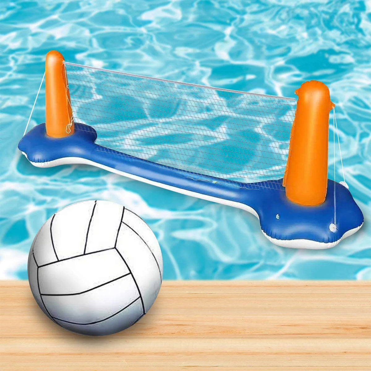 2-in-1 Inflatable Pool Basketball Hoop and Volleyball Set with Pool Net, Weight Bags Z7194