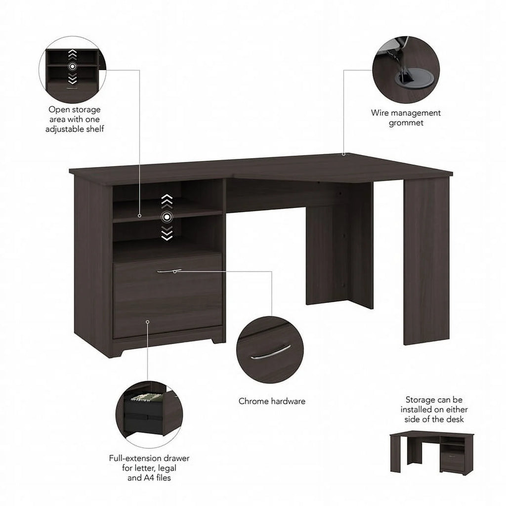 Heather Gray Engineered Wood Corner Desk C8163