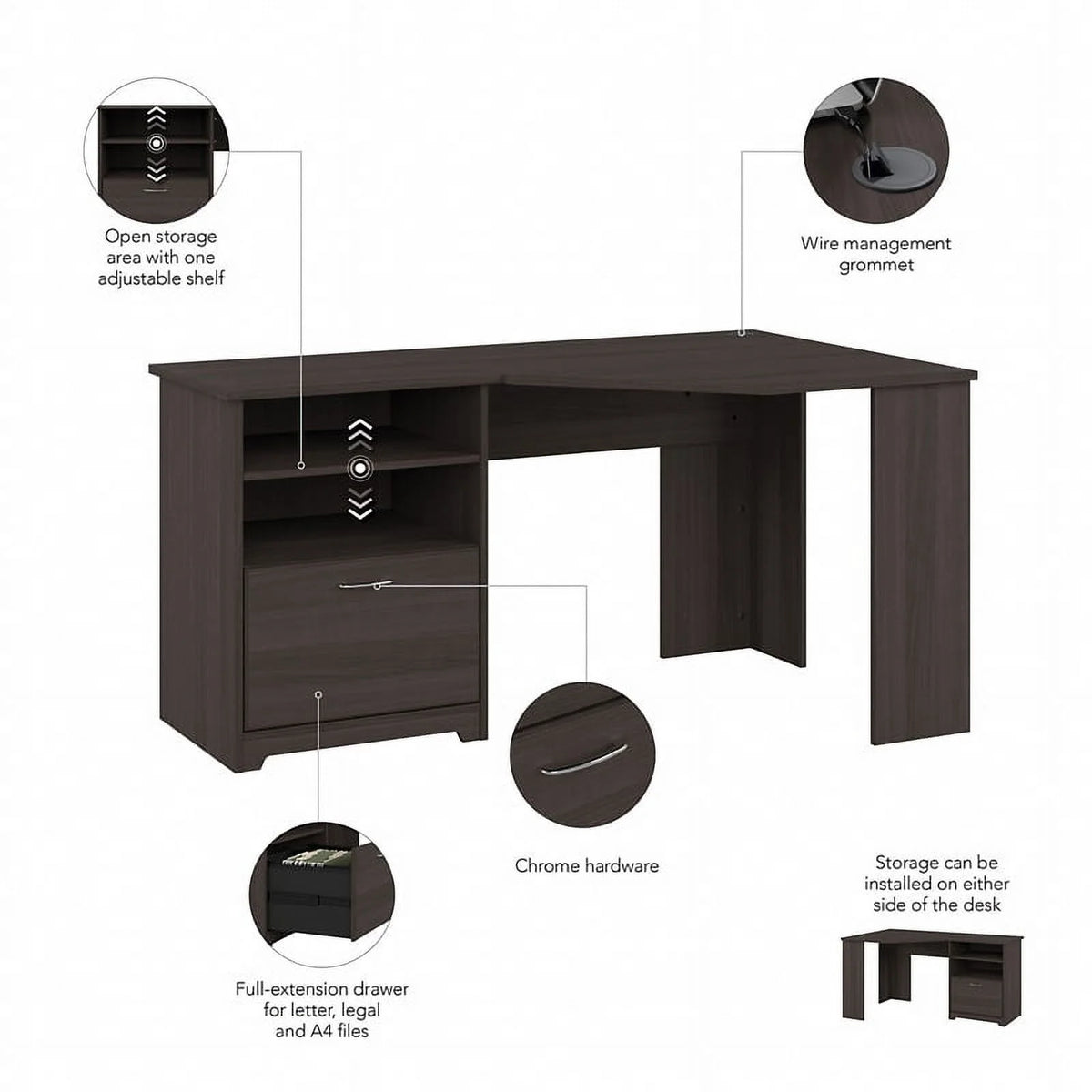 Heather Gray Engineered Wood Corner Desk C8163