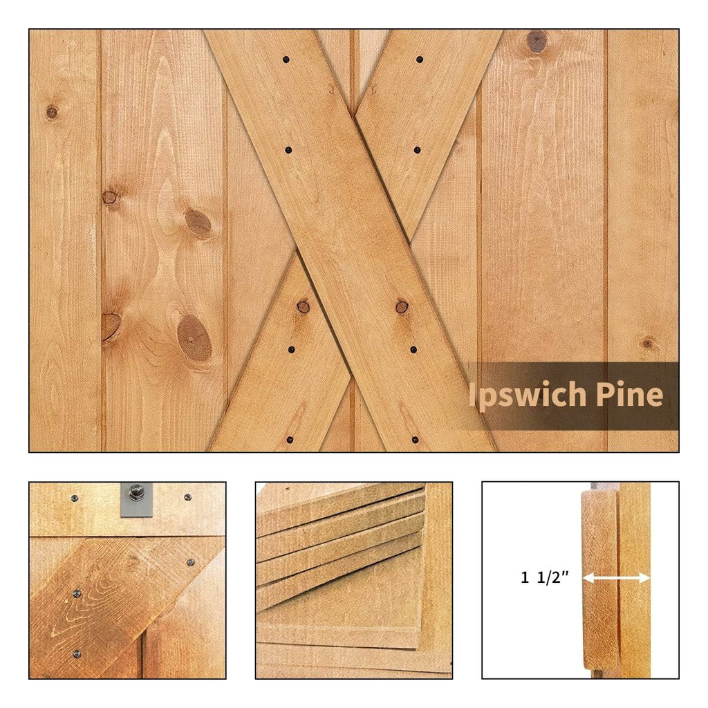 Paneled Wood Barn Door with Installation Hardware Kit - Dark Walnut L488393