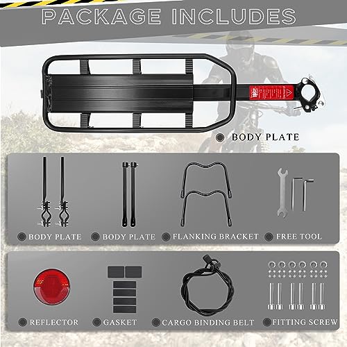 Rear Bike Rack with 110 lbs Load Capacity Aluminum Alloy Bicycle Carrier Rack Y7943