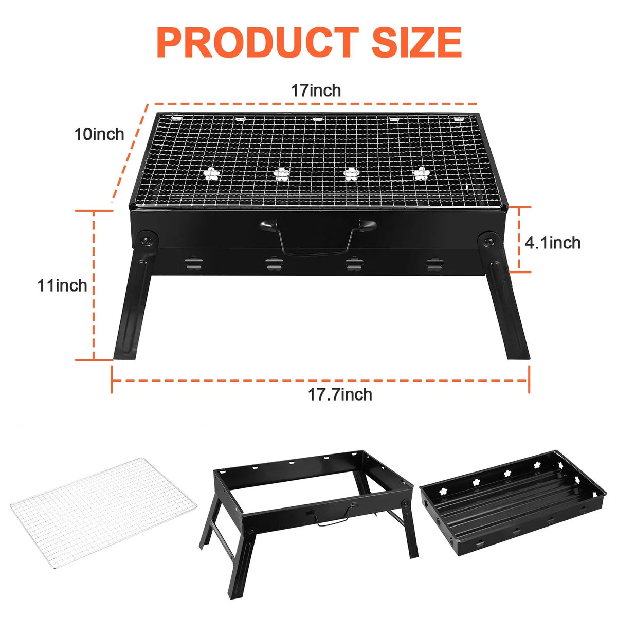 Charcoal Grill Portable Folding Stainless Steel Grill Y28871