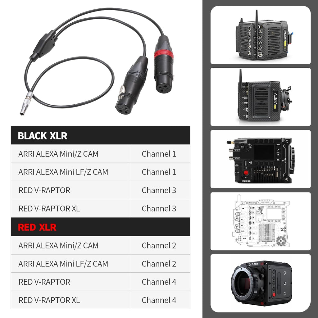 XLR 3 Pin Female to 5 Pin Male Dual Channel Audio Cable 15 inches Q764880
