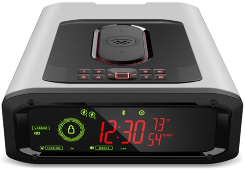 Covert Black Biometric Smart Safe with Dual Wireless Phone Charger + Auto Open Drawer J31056