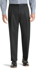 Black Pleated Front Twill Casual Pant O360