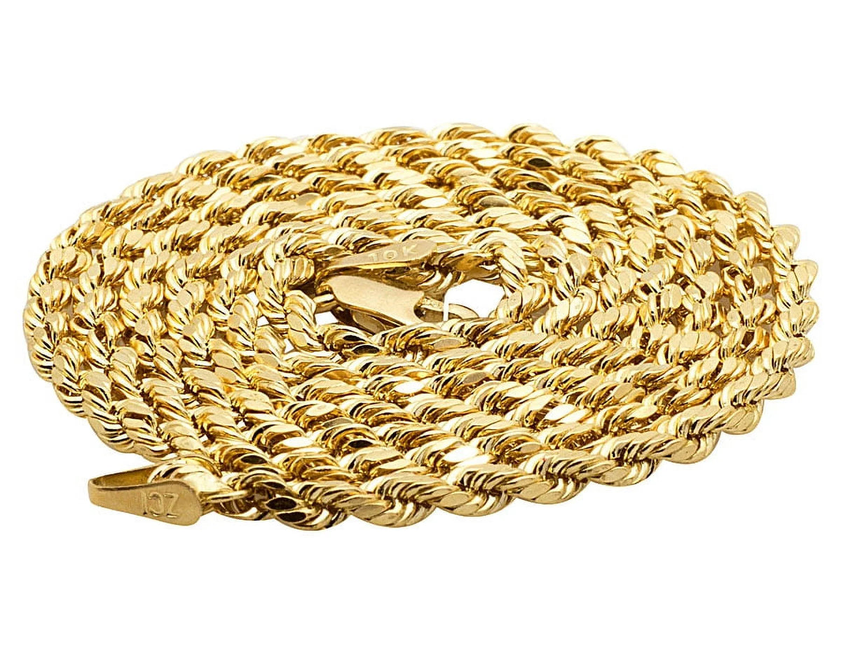 10K Yellow Gold Hollow Rope Chain Necklace 16-28 Inches O3235
