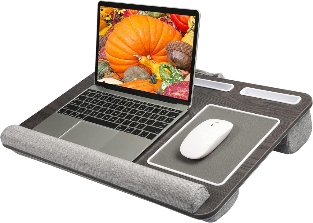 Black Woodgrain Lap Desk with Wrist Pad and Holder A629