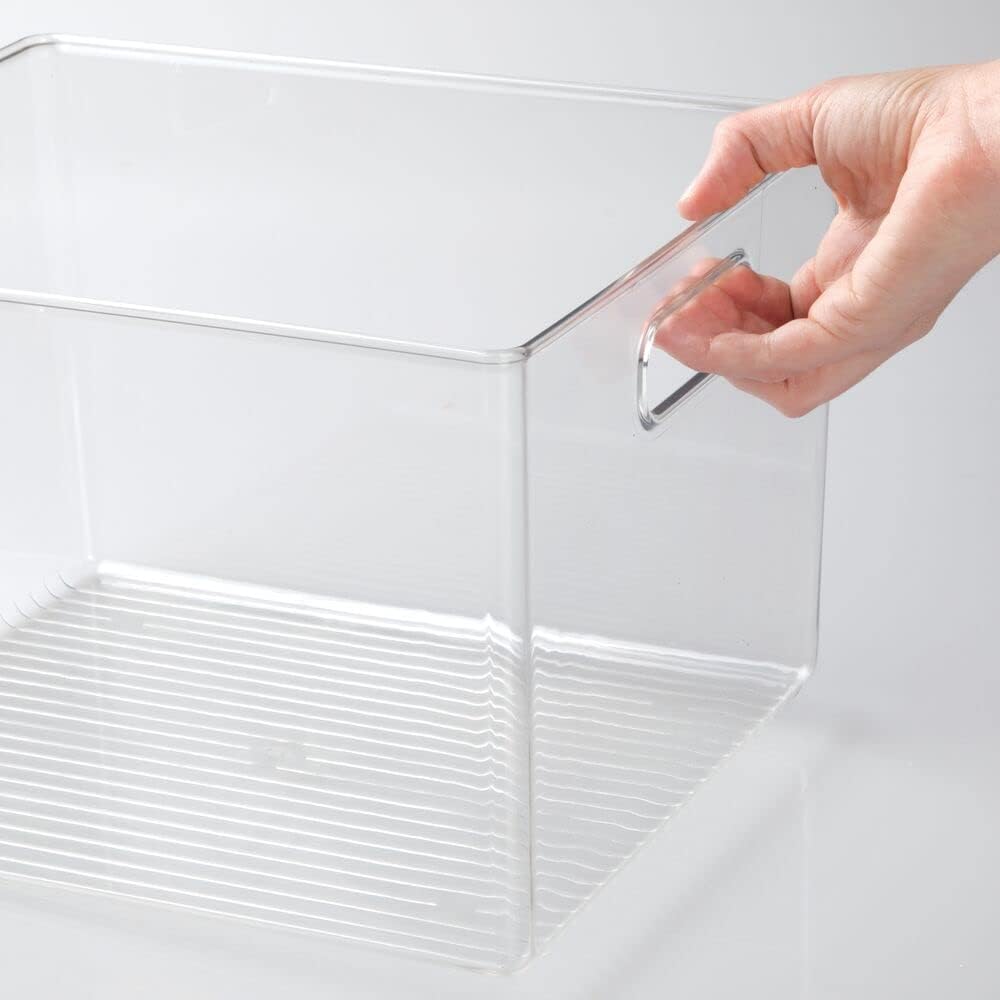 Clear Plastic Storage Basket with Handles D5171