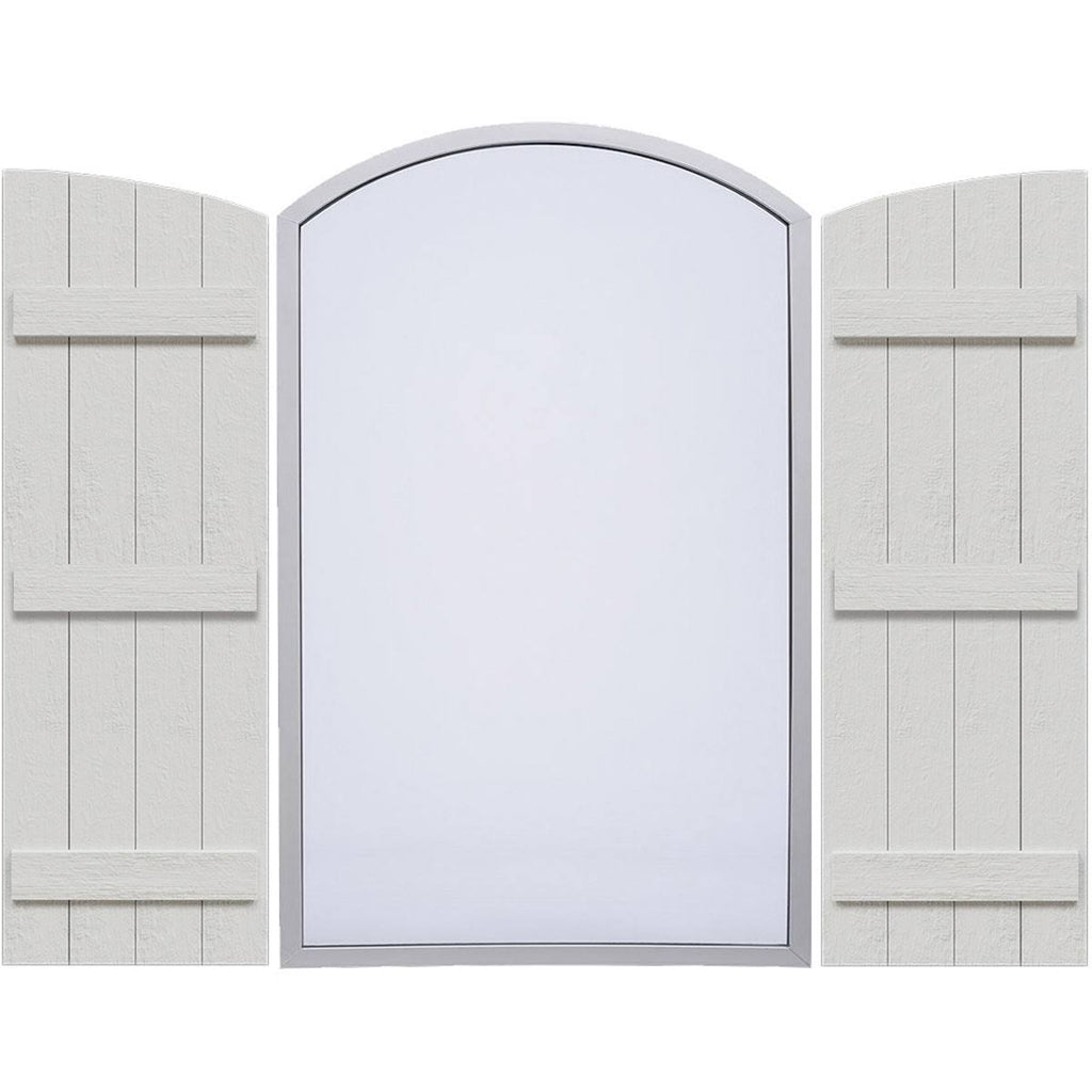 Rustic Faux Wood Shutters with Elliptical Arch Top U7354