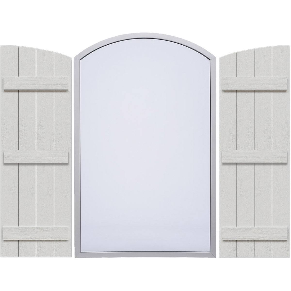 Rustic Faux Wood Shutters with Elliptical Arch Top U7354