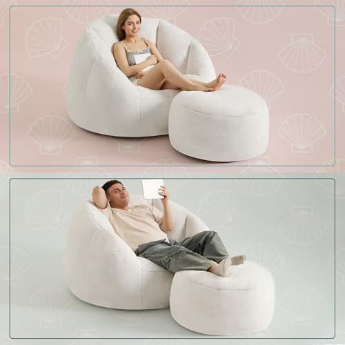 Beige Oversized Bean Bag Chair S69698