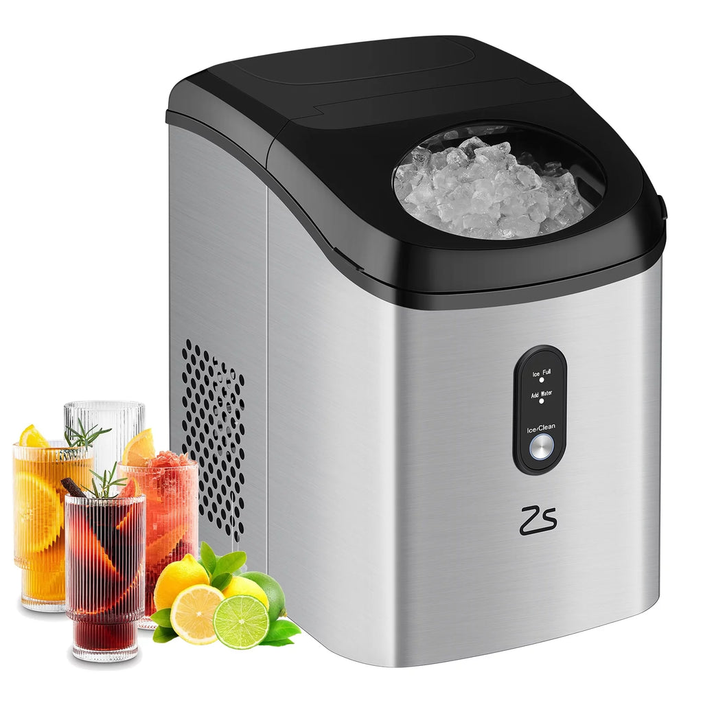 Nugget Ice Maker Countertop, Self-Cleaning Portable with Ice Scoop Z614