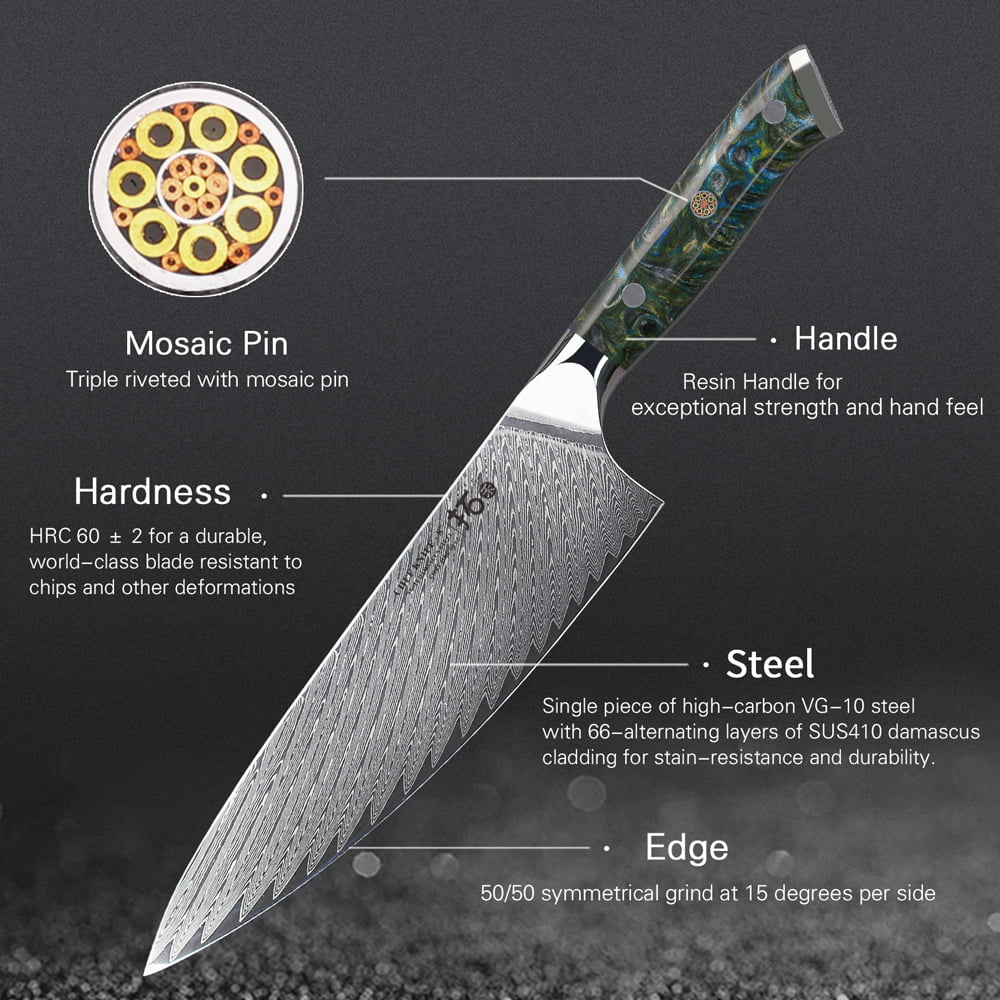 6x Japanese VG10 Damascus Steel Knife Block Set D3518