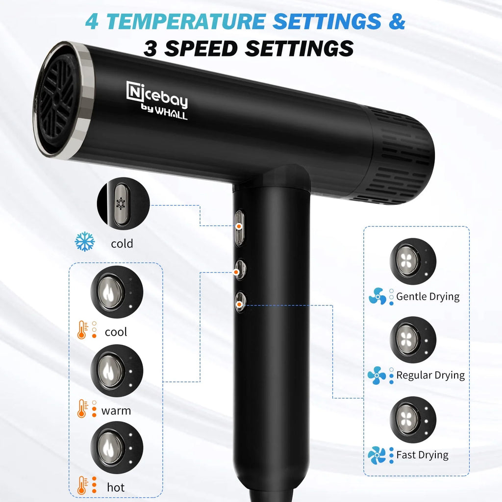 Black 1600W High-Speed Ionic Hair Dryer K7393