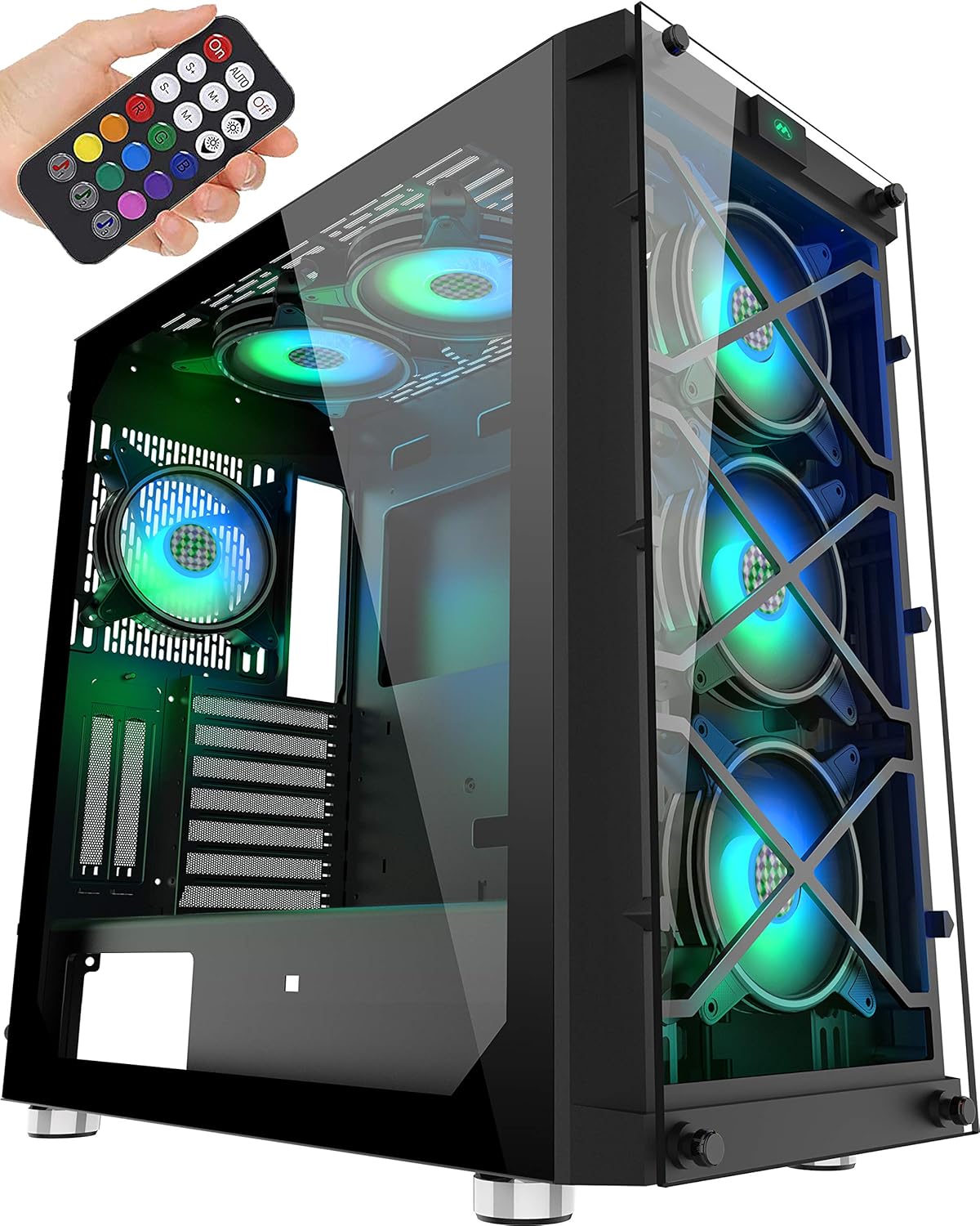 ATX Mid Tower Computer Case with Tempered Glass T698134