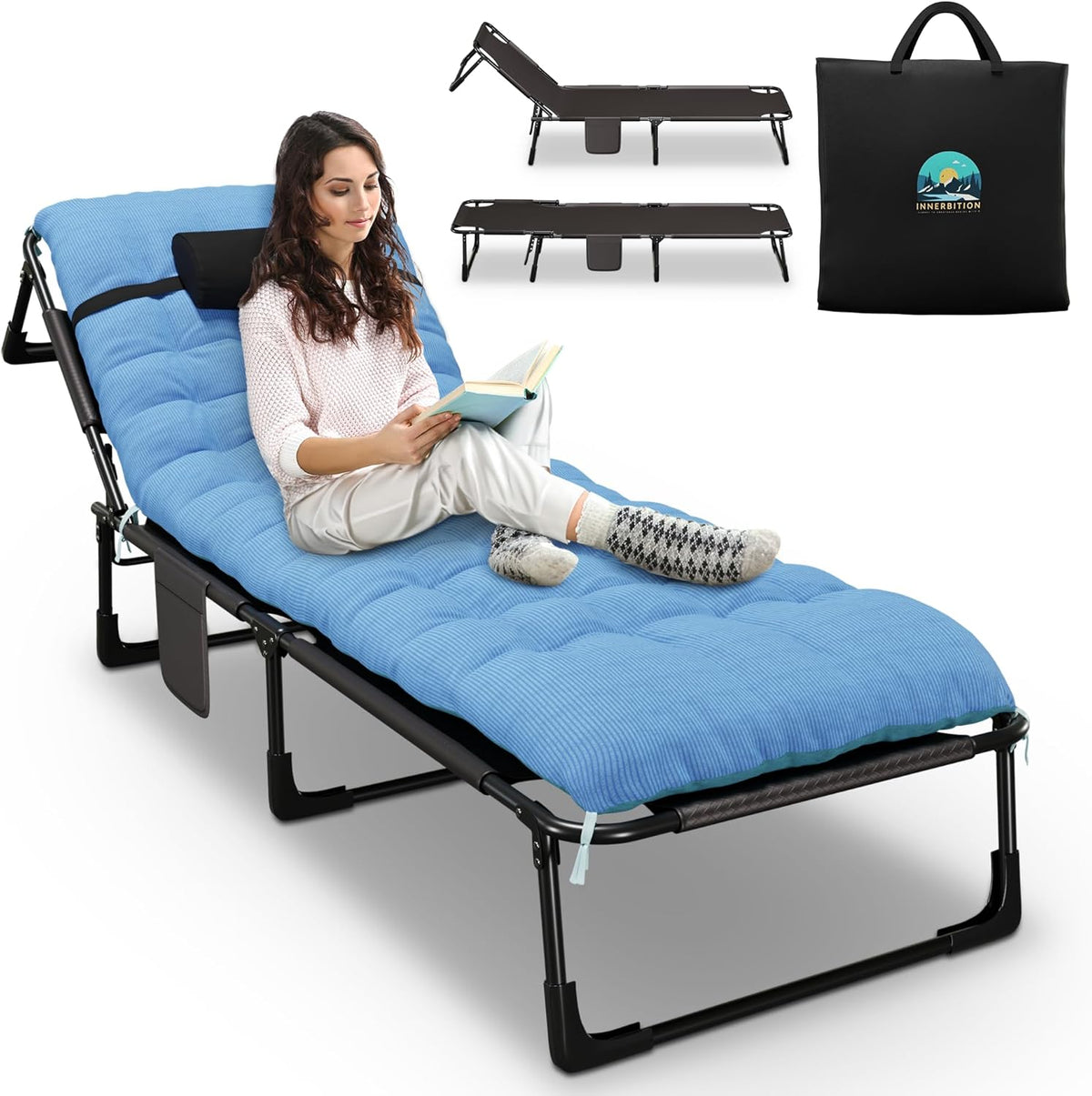Heavy Duty Folding Camping Cot with Pillow, Cushion & Carrying Bag O962