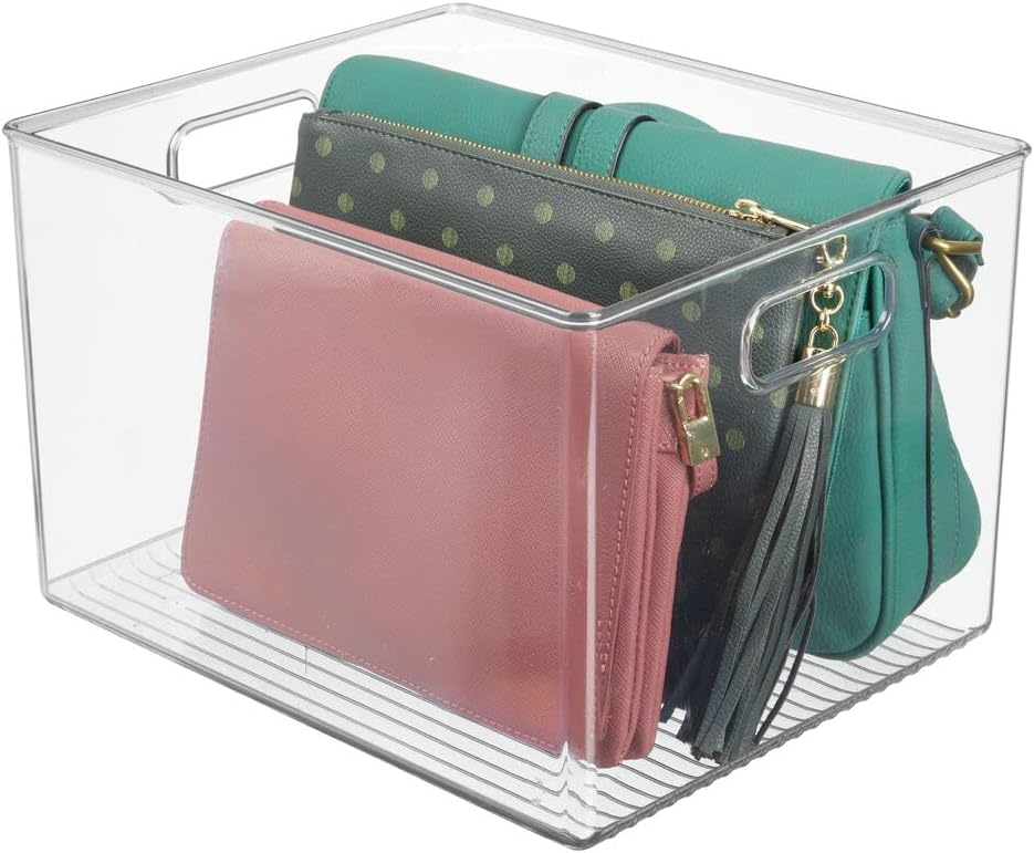 Clear Plastic Storage Basket with Handles D5171