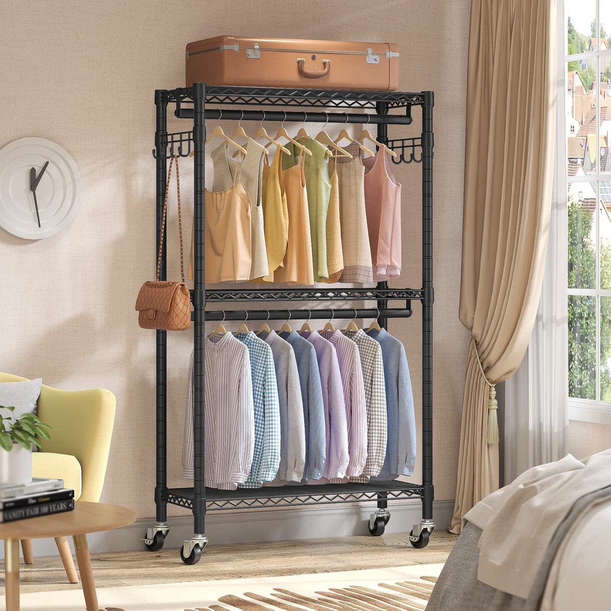 Black Rolling Clothes Rack E1578