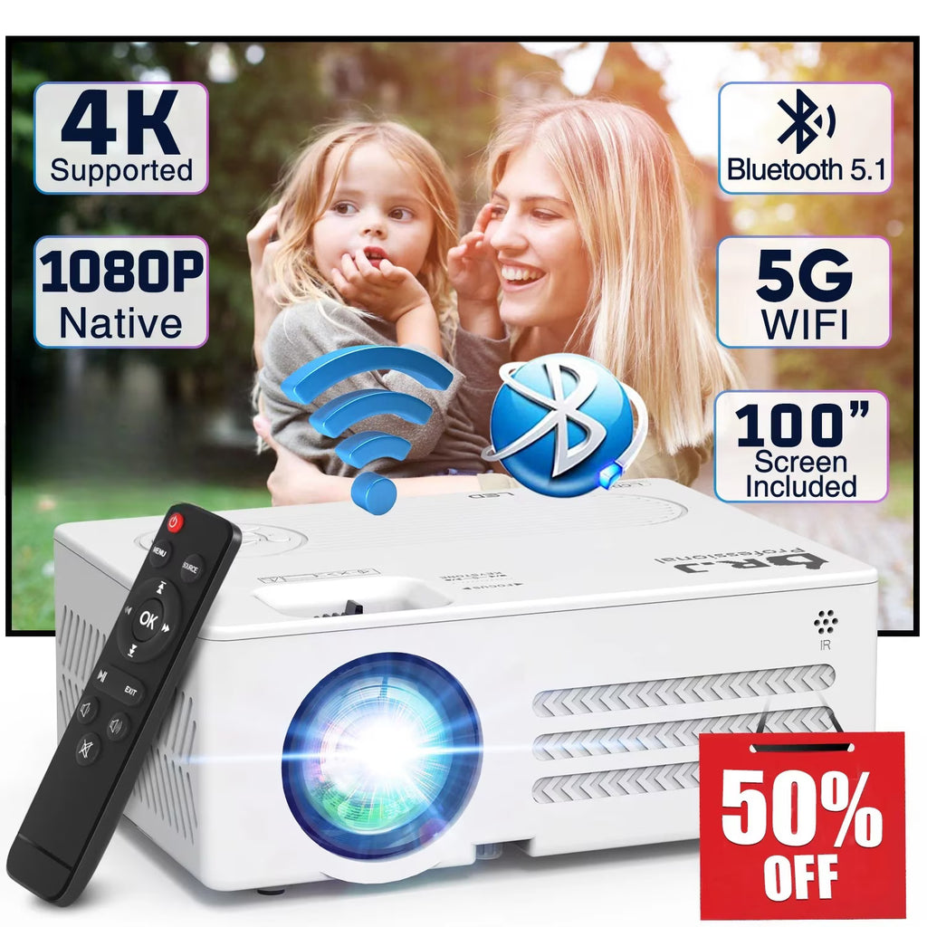 4K Supported Native 1080P Video Projector with 100" Screen K336314