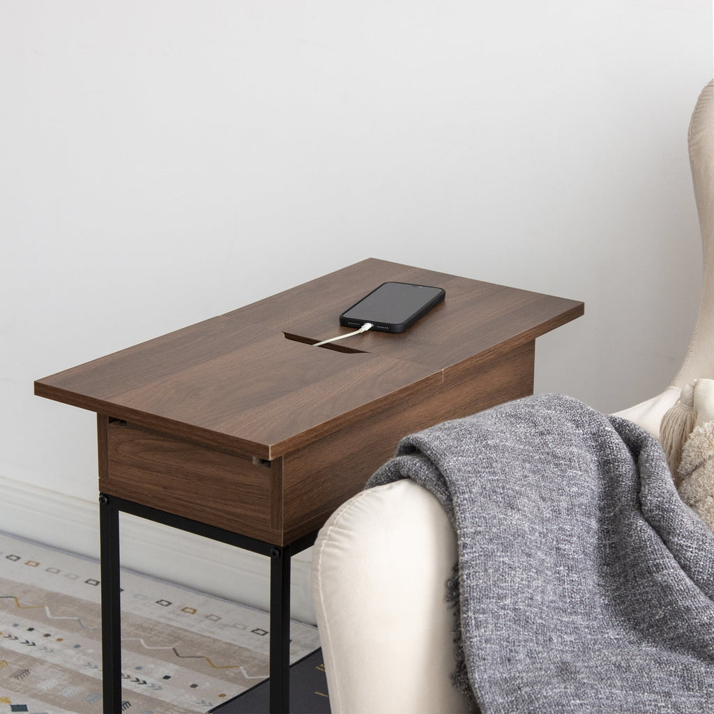 Narrow End Table with Storage and Built-In Outlets M4221