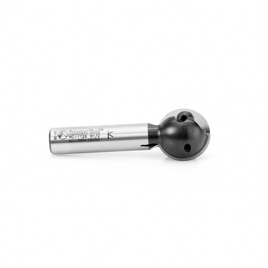 Carbide Tipped CNC Ball End Insert Router Bit 1/2 R x 1 inch D x 1/2 CH x 1/2 SHK E82460