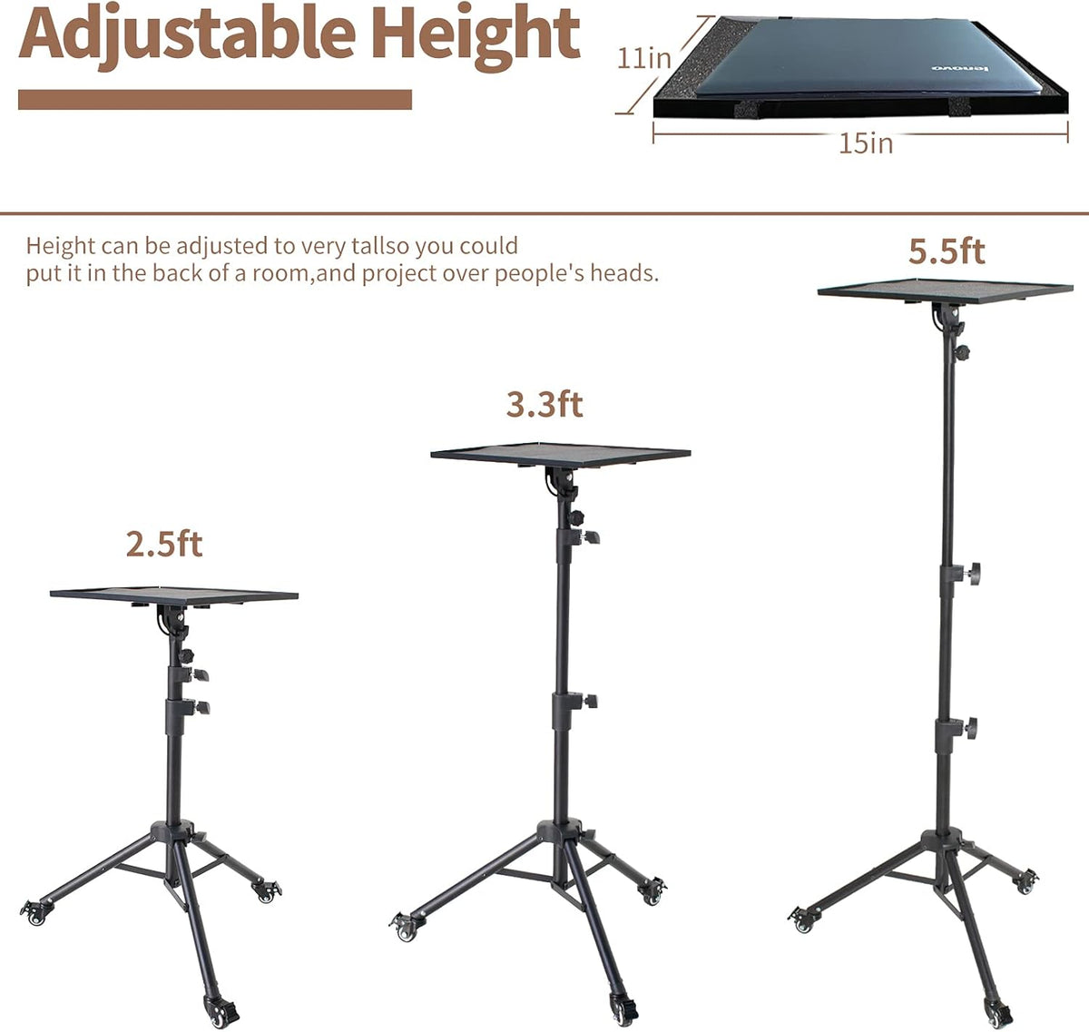 Adjustable Height Metal Laptop Tripod Stand, Pack of 2 D25494