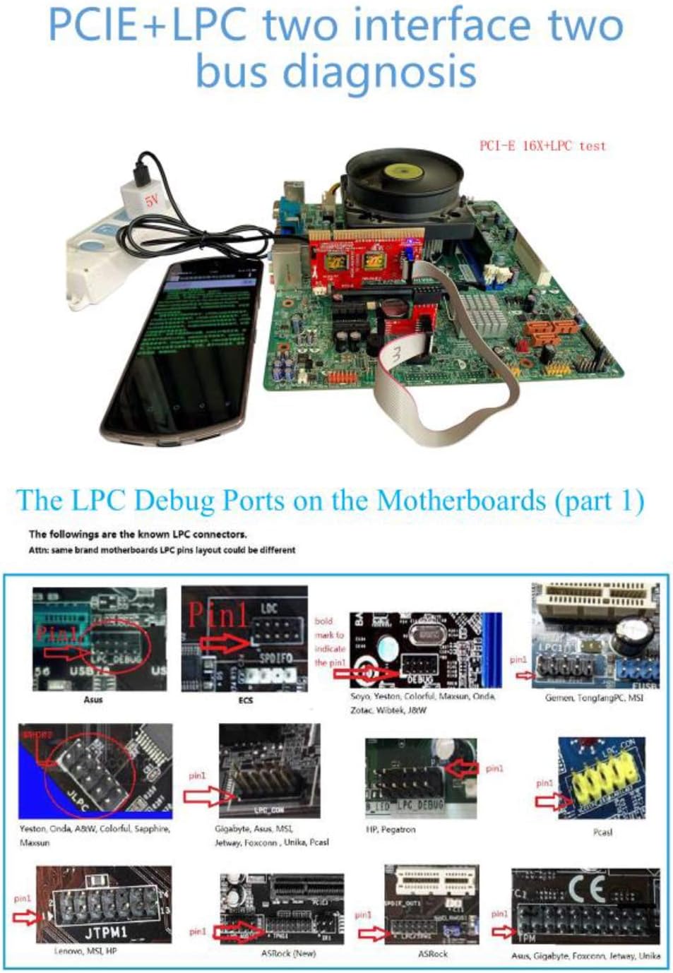 V8 Multifunction Laptop and Desktop PC Post Diagnostic Test Card X5445