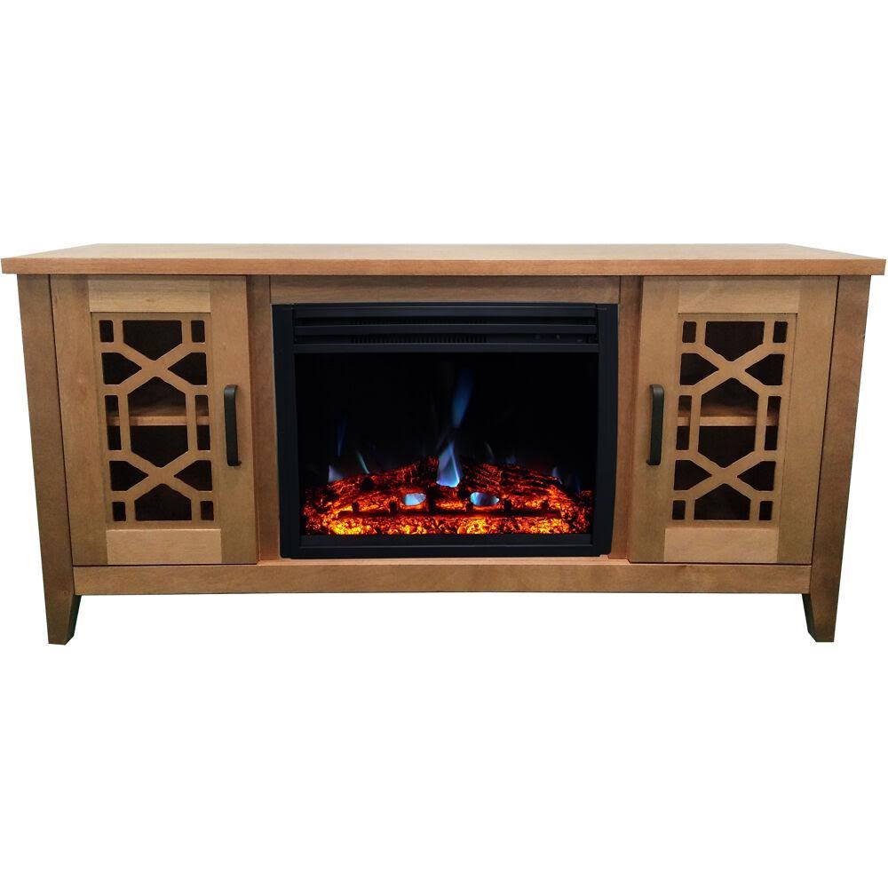 Mahogany Mid-Century Modern Electric Fireplace with Multi-Color Log Insert R6200