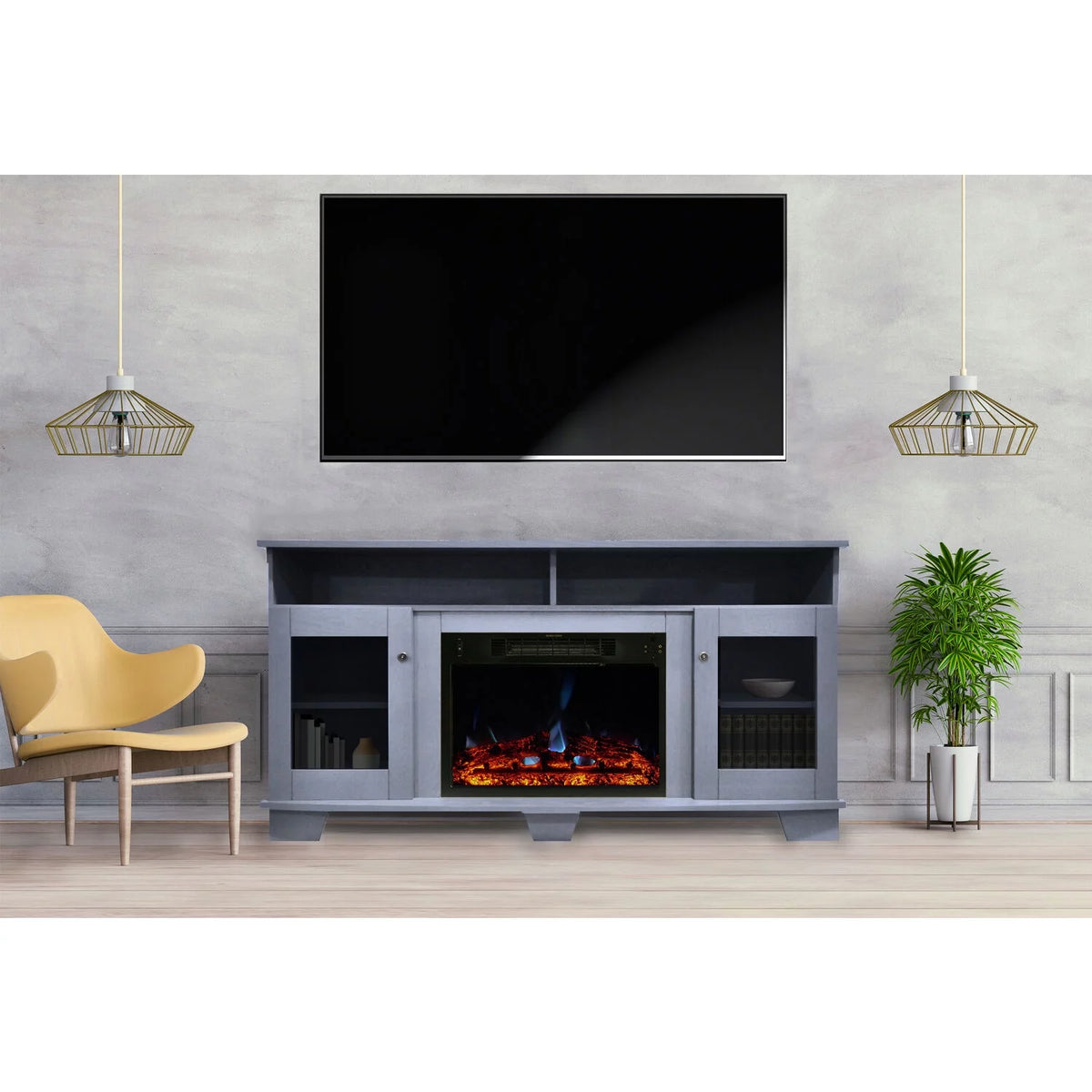 59'' Electric Fireplace with Remote D727635