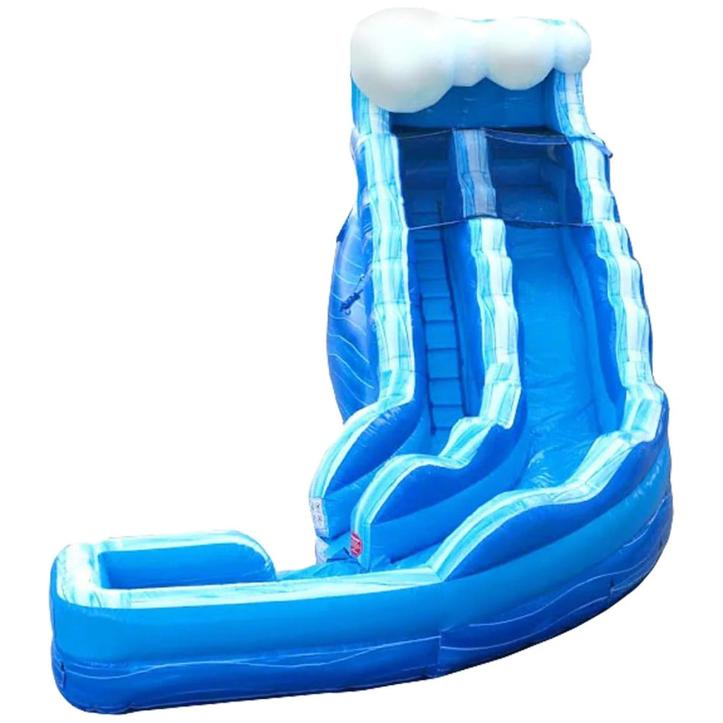 Blue Marble Wave Curved Inflatable Water Slide with Blower V56642