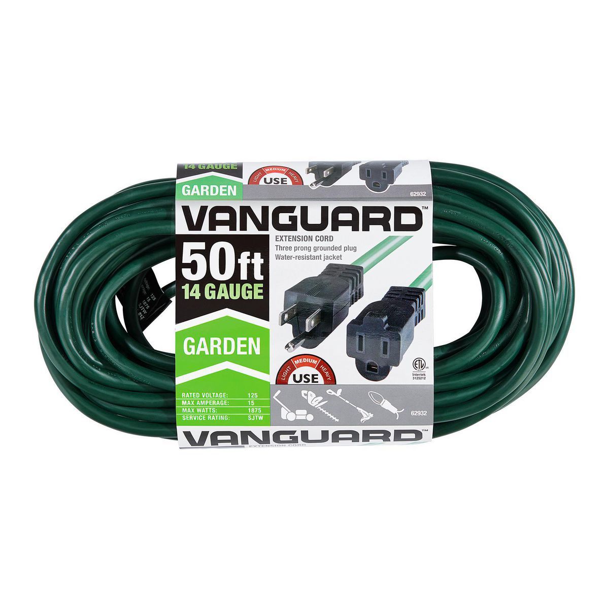 50 ft. 14/3 Gauge Outdoor Extension Cord, Green V447