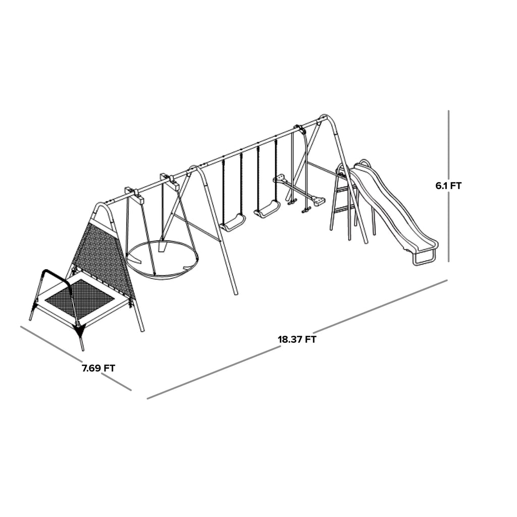 Metal Swing Set with Saucer and Slide X788760