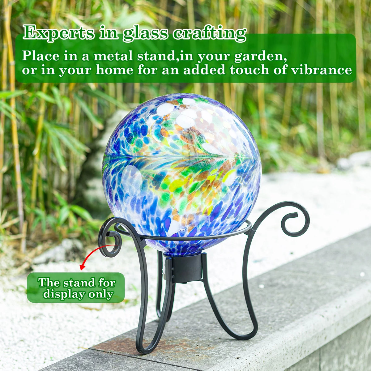 10 inch Colorful Glass Gazing Ball K3454