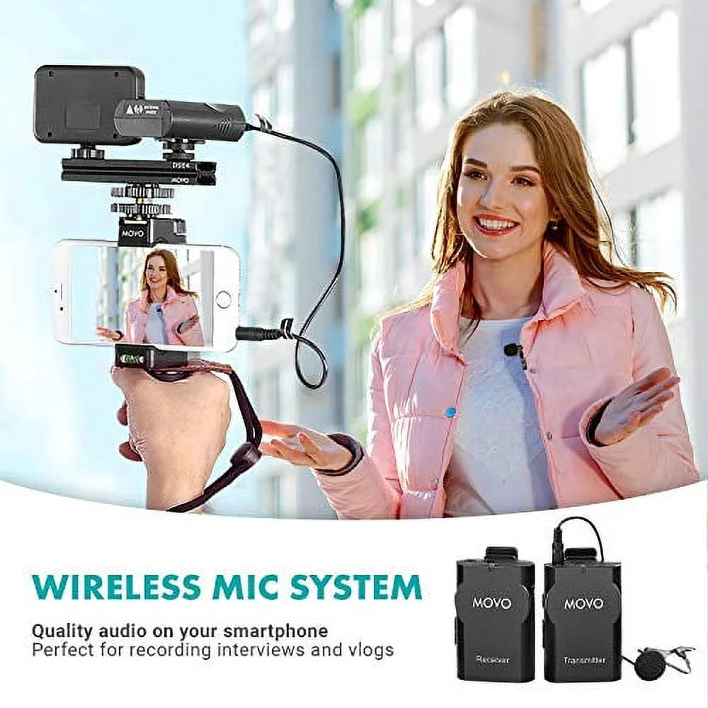 Smartphone Video Kit with Grip Rig, Wireless Lavalier Microphone, LED Light & Wireless Remote X747229