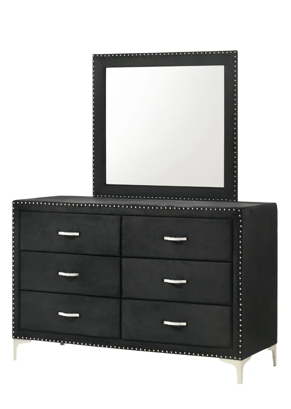Black Velvet 6pc Queen Size Bedroom Set S60195
