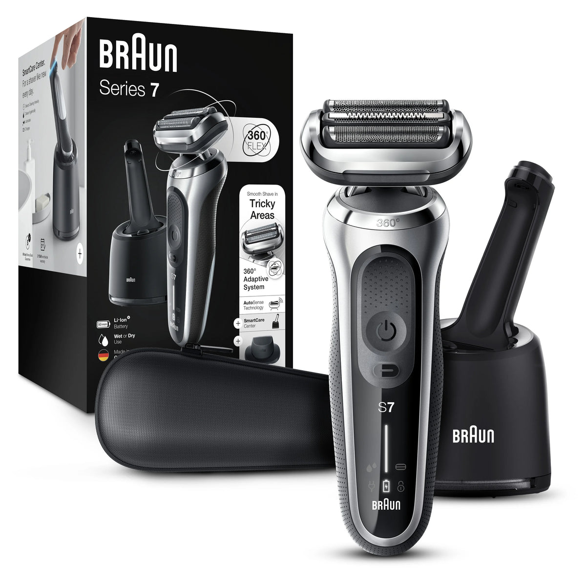 Electric Razor for Men with SmartCare Center, Precision Trimmer, Wet & Dry, Rechargeable, Cordless Foil Shaver, Silver G58579