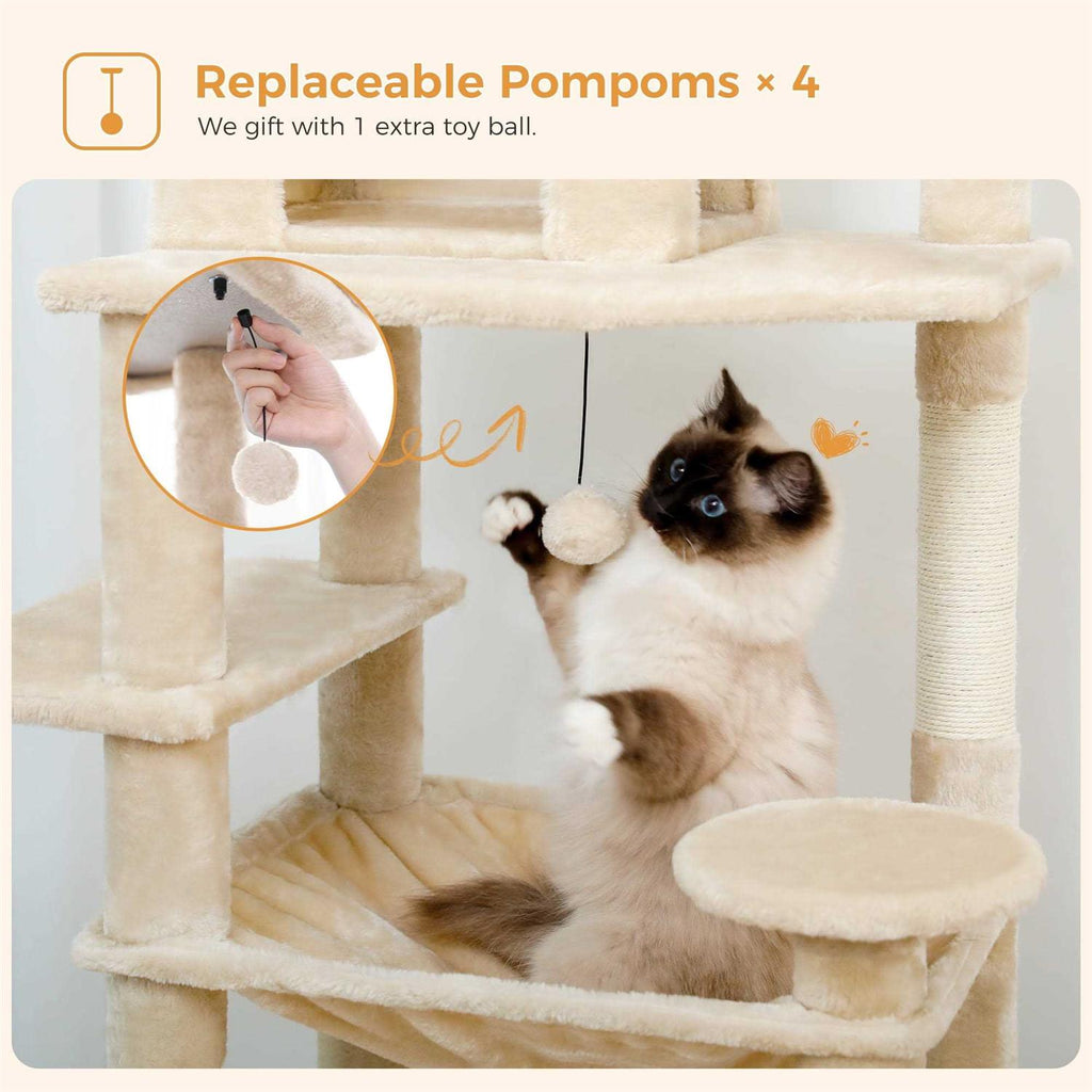 73 inch Multi Level Cat Tree with 7 Scratching Posts F343