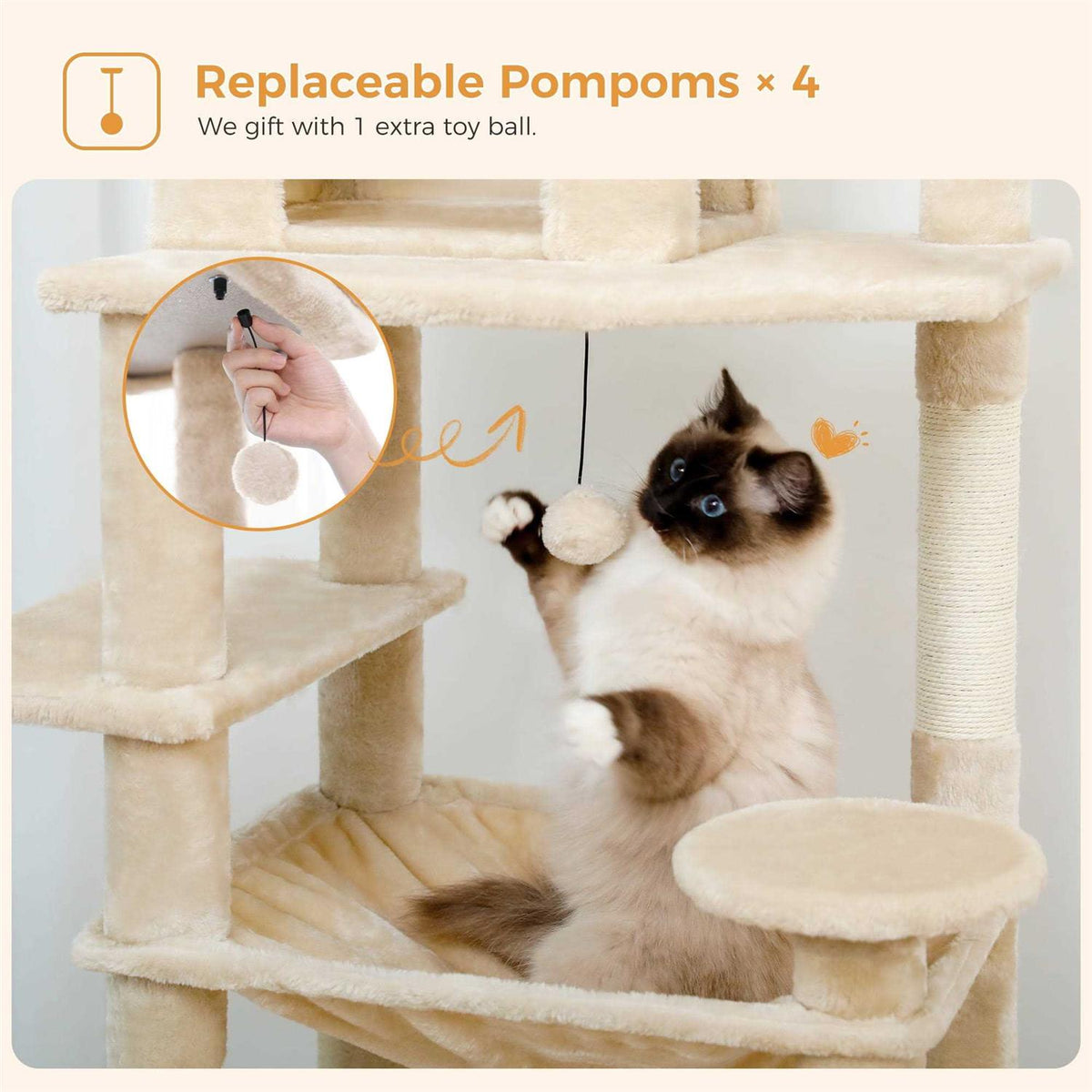 73 inch Multi Level Cat Tree with 7 Scratching Posts F343