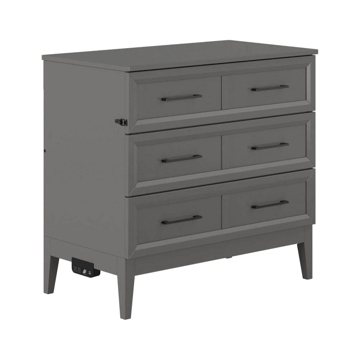 Twin Murphy Bed Chest with Mattress in Gray V537962