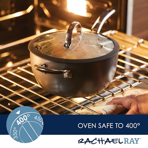 4.5 Quart Black Hard Anodized Nonstick Saucier Pan with Lid U6315
