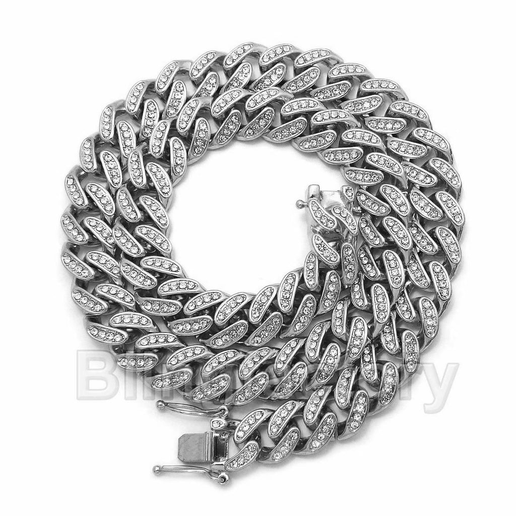 Pendant & 16" ~ 24" Full Iced Cuban Chain Necklace F27004