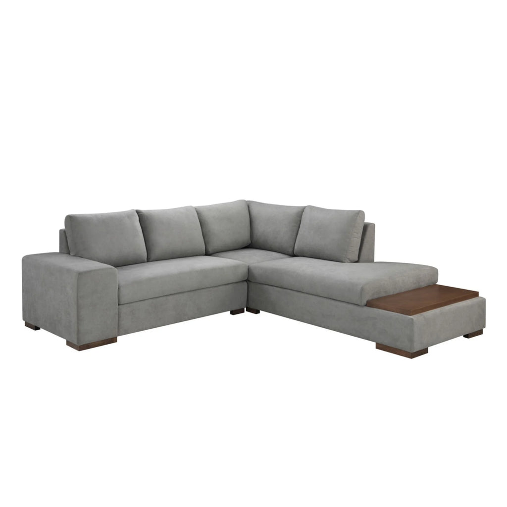 Bianca Gray Fabric Sectional Sofa with Console Table and Right Hand Facing Chaise P68203