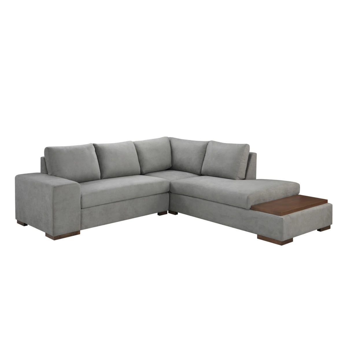 Bianca Gray Fabric Sectional Sofa with Console Table and Right Hand Facing Chaise P68203