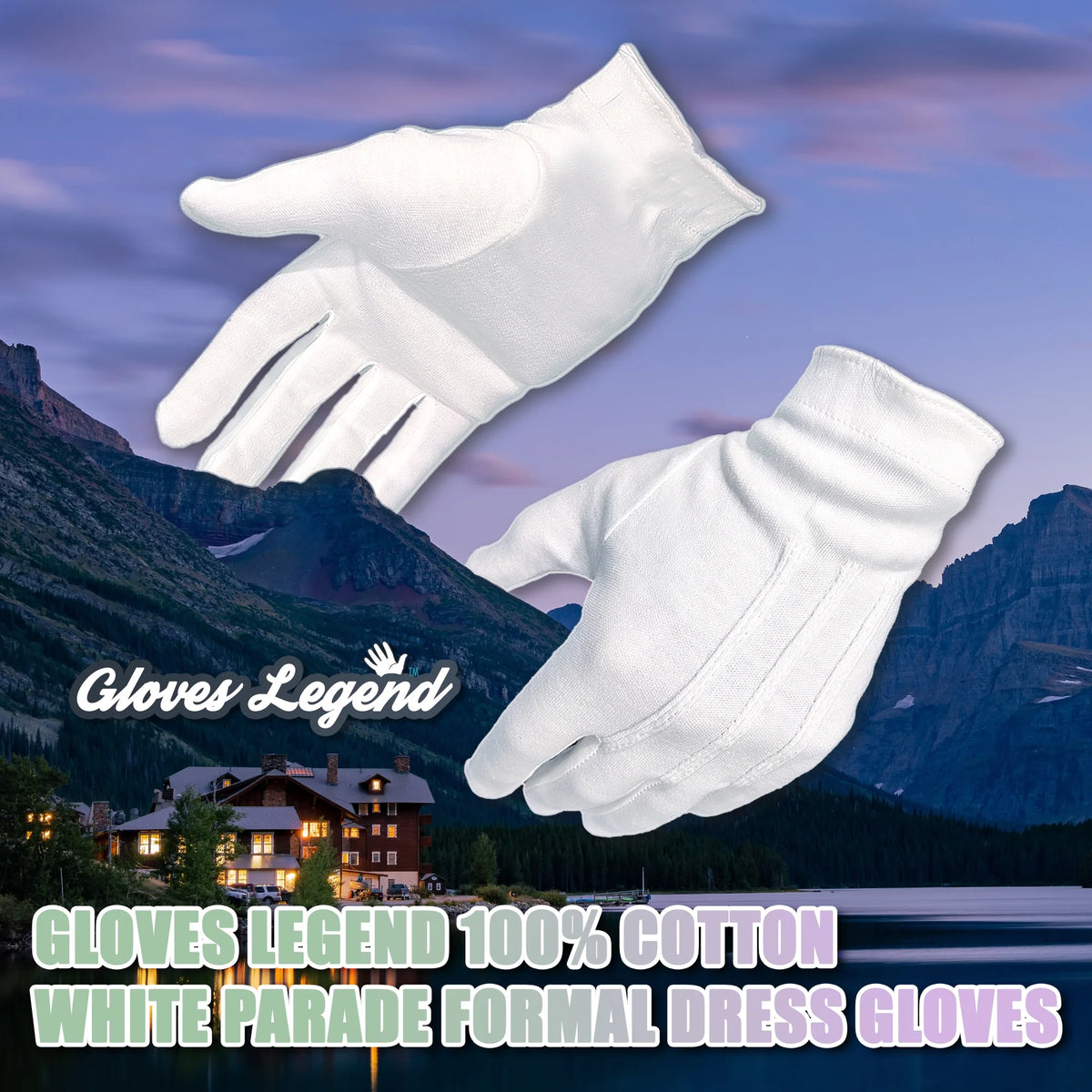 3 Pairs 100% Cotton White Parade Dress Gloves Z692