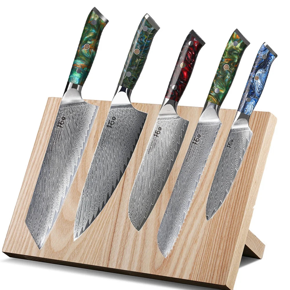 6x Japanese VG10 Damascus Steel Knife Block Set D3518
