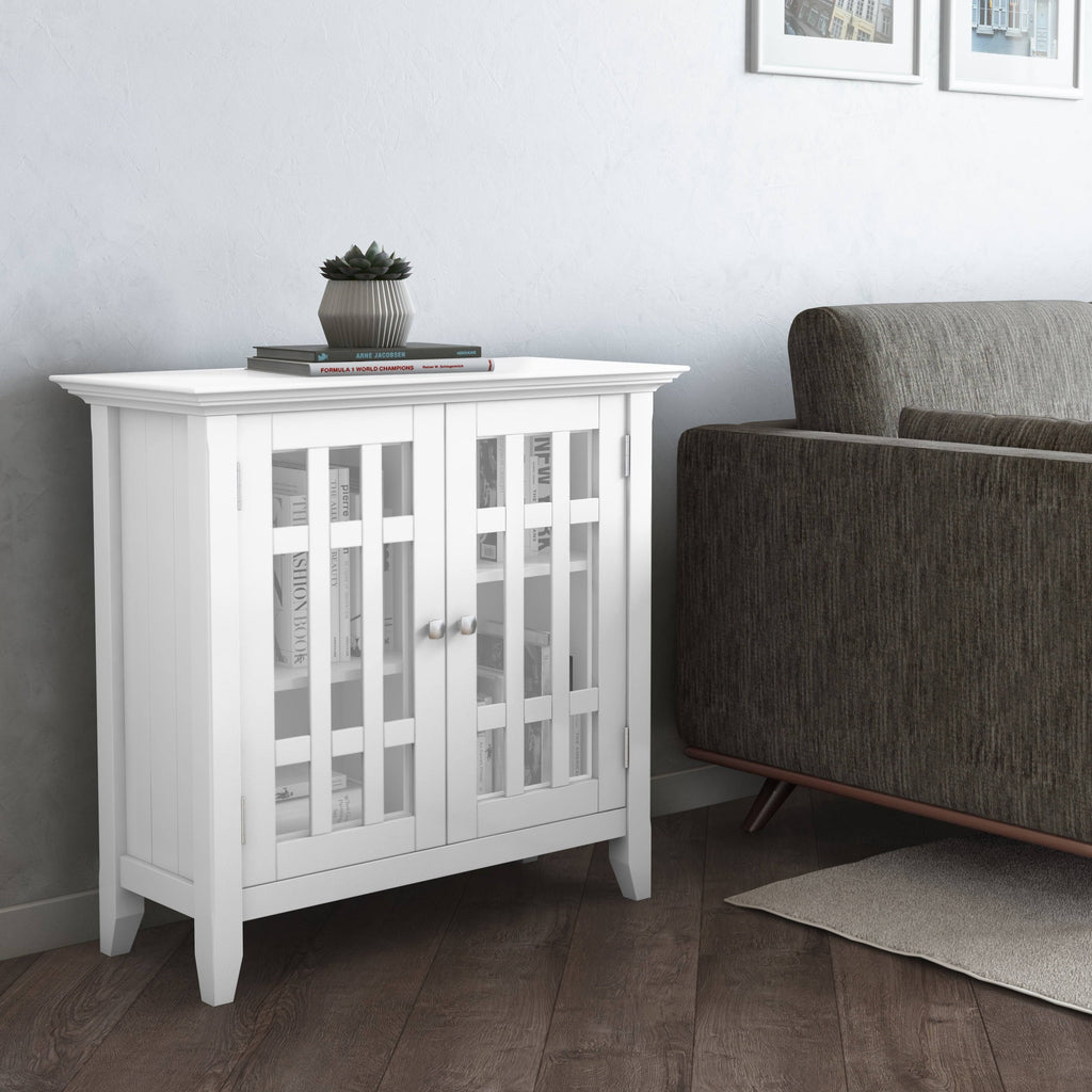 White Solid Wood Low Storage Media Cabinet X354380