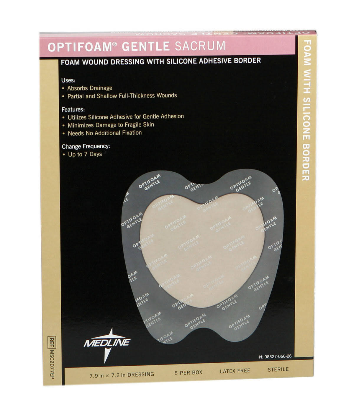 Silicone Border Foam Dressing, 7" x 7", 5/Pack L4485