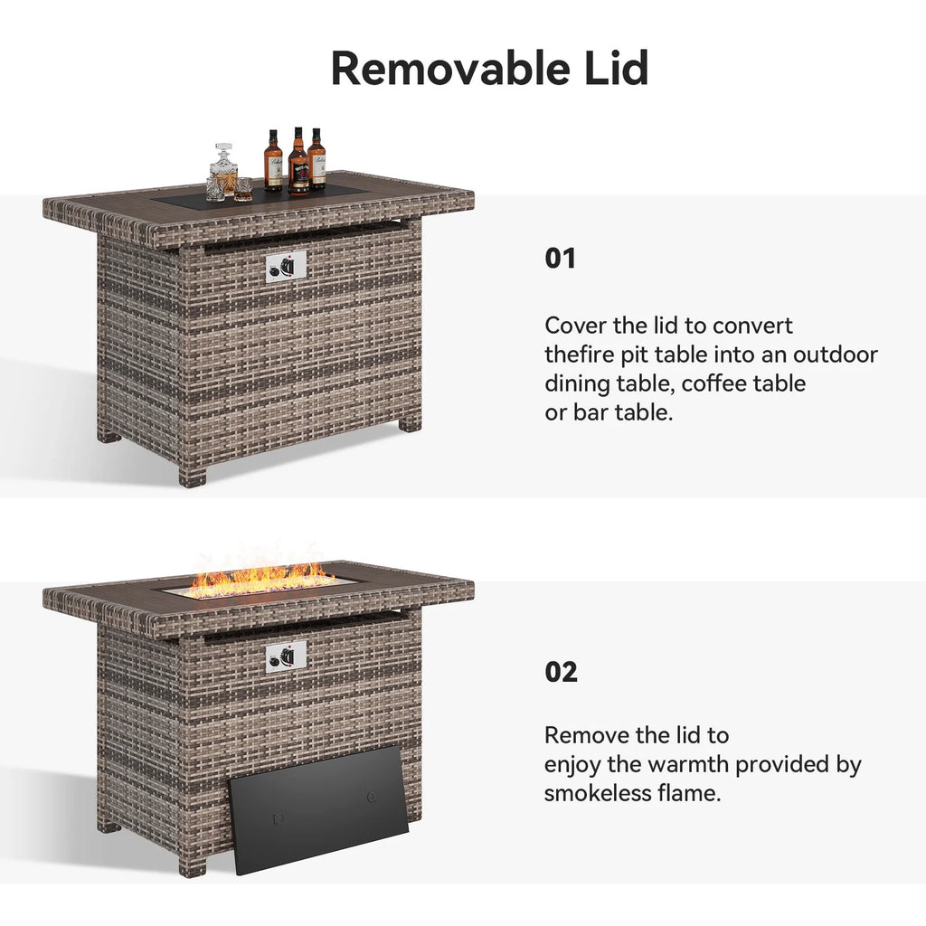 40'' 50,000 BTU Propane Gas Fire Pit Table with Cover C551