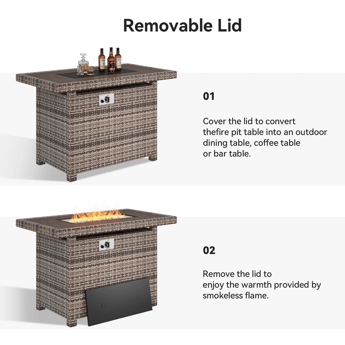 40'' 50,000 BTU Propane Gas Fire Pit Table with Cover C551