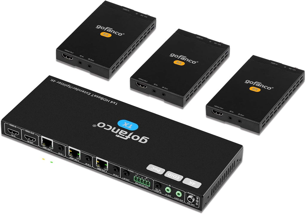 1x4 HDMI Extender Splitter 1080p Over Cat5e/Cat6/Cat7 Ethernet Cable B604374